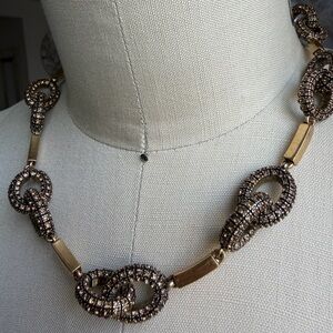 J CREW |Brown Sugar Crystal Stones in Gold Tone Links 16” + 2” Extender necklace